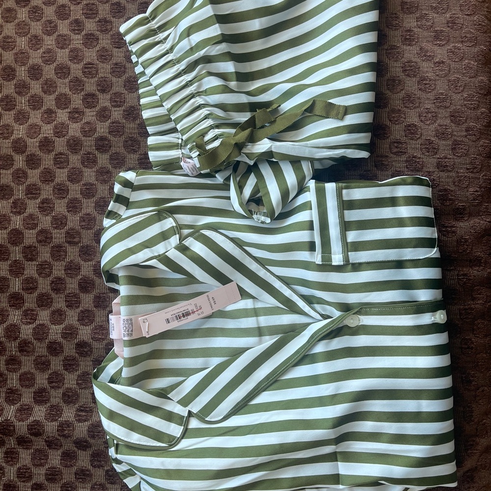 Victoria’s Secret Satin Green Stripe Pajamas